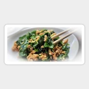 Asian grilled chicken with green vegetables Sticker